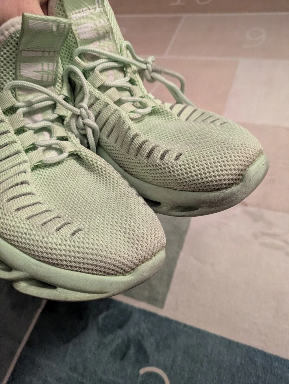 Mint Green Mesh Athletic Slip On Sneakers